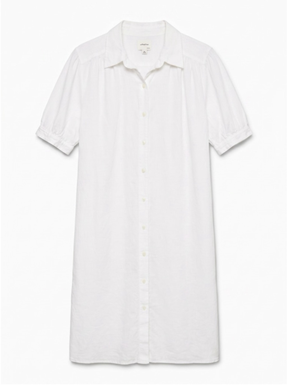 Aritzia WILFRED FREE Awaken White Button-Up up Linen Blend Dress, Sz S